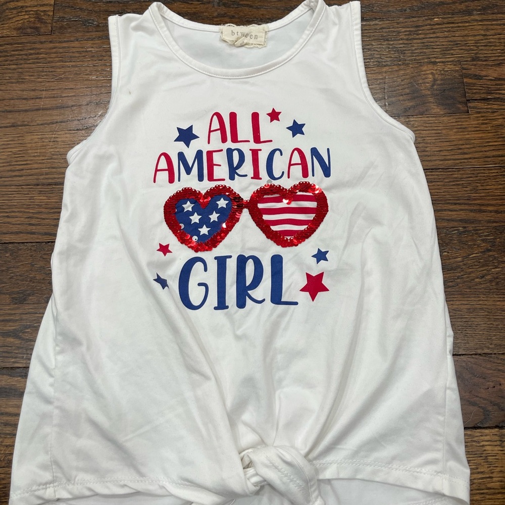 btween girls White and Red Patriotic Tank Top size 10